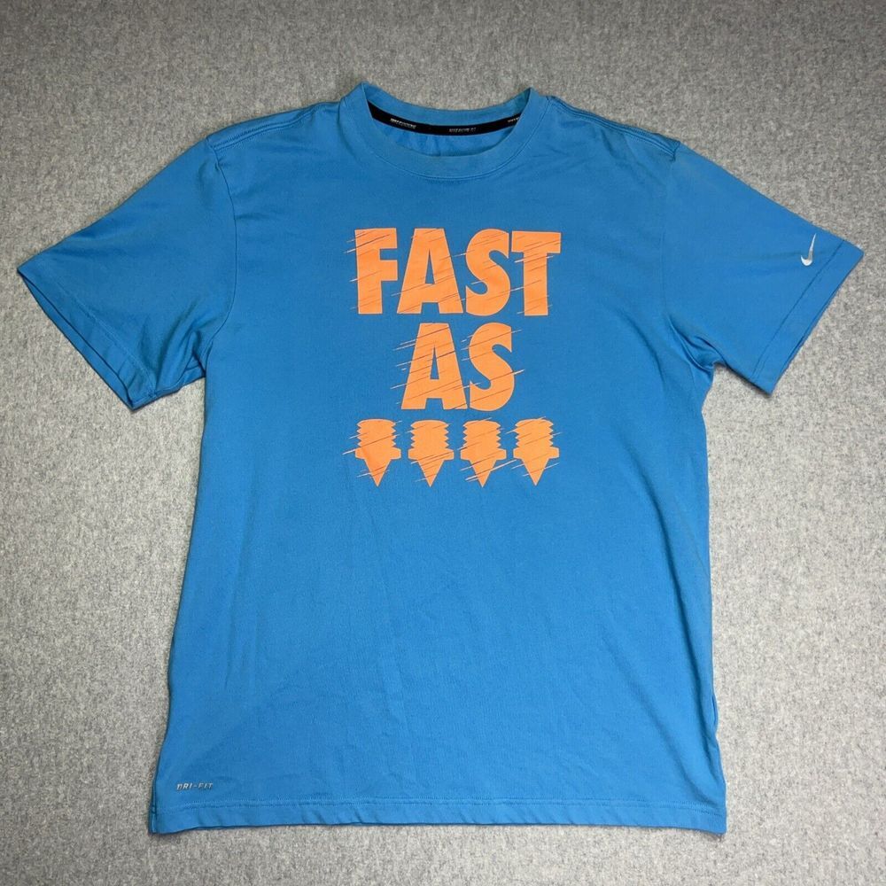 Nike Dri-Fit Running‎ Shirt Blue Mens Medium "Fast As ****"